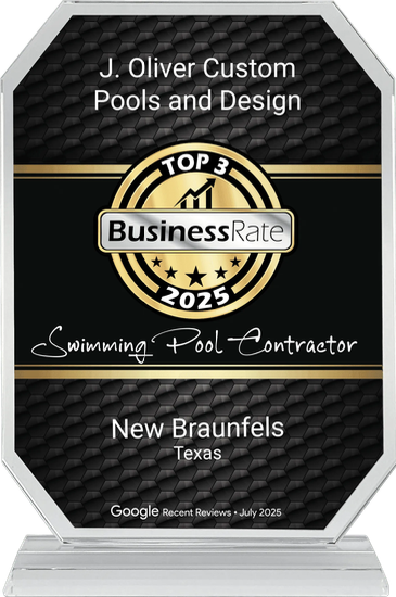Top 3 Pool Builder award, New Braunfels, Texas