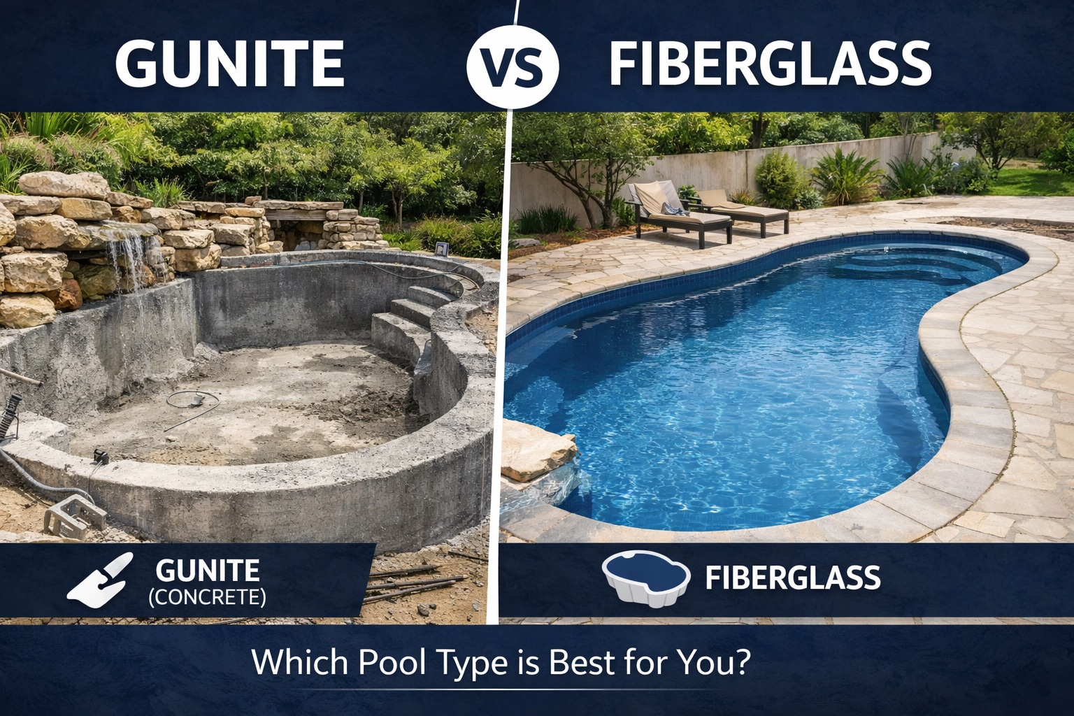 Gunite vs. fiberglass pool comparison by J. Oliver Pools