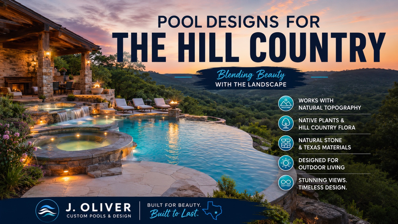 7 custom pool design ideas for Texas Hill Country backyards by J. Oliver Pools