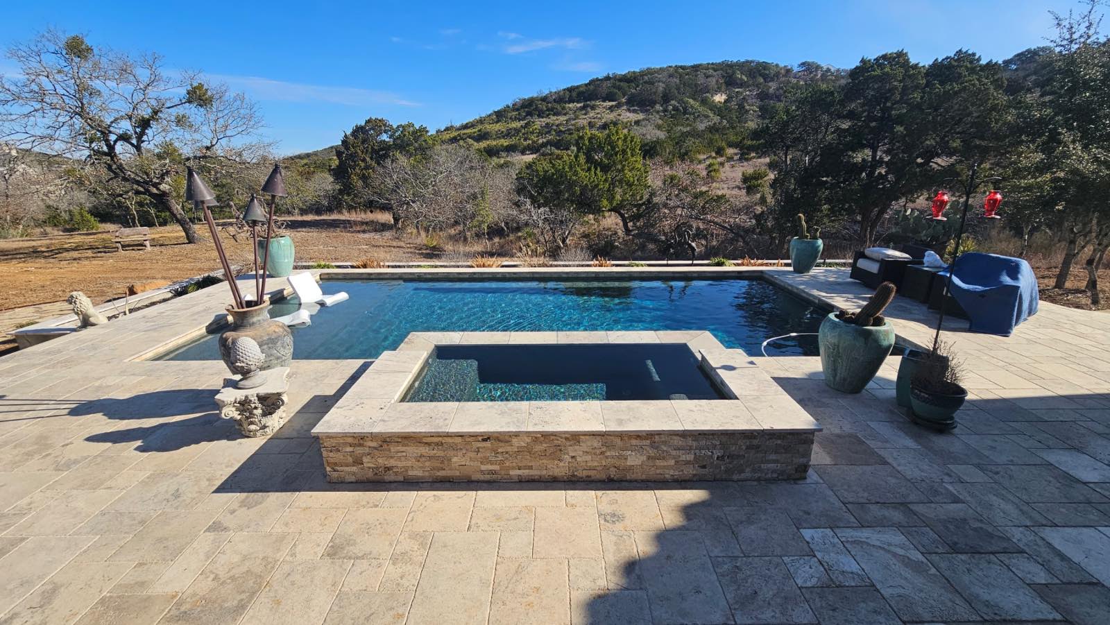 Custom pool built by J. Oliver Pools in the Texas Hill Country